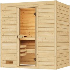 WEKA Massivholzsauna Valida 2 für 8 Personen in Braun inklusive 7,5 kW Ofen mit externer Steuerung und Glastür - Bild 1