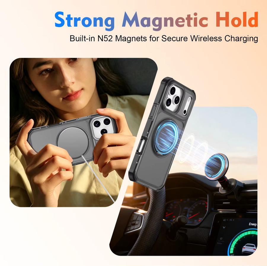 Transparente MagSafe Handyhülle mit 360 Grad drehbarem Ständerhalter für Apple iPhone 17 16 15 14 13 12 Pro Max in Blau - Bild 4