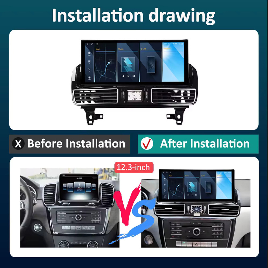 LIARO-NAVI Ultradünner QLED Android 16 Multimedia-Radio-Player mit Carplay und WiFi für Mercedes Benz GLE 2015–2019, 12,3 Zoll, Schwarz - Bild 4