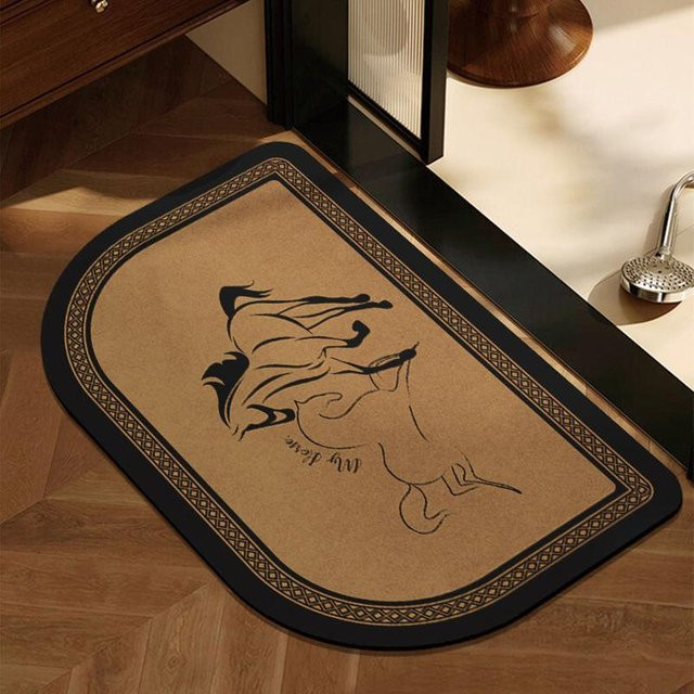 Rutschfeste Badezimmermatte im französischen Retro-Stil mit Kieselgur-Effekt, beige, B/T: 60 x 40 cm - Bild 1