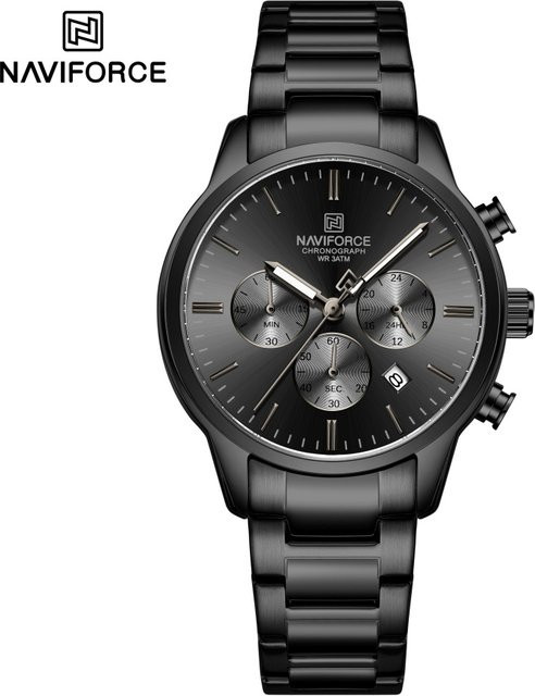 NAVIFORCE Armbanduhr, Quarz, Edelstahl, Schwarz, Herren - Bild 1