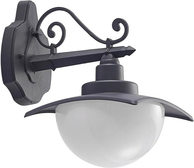Lindby Wandleuchte Außen Elinda in Schwarz, rustikaler Landhaus-Stil aus Aluminium, 1-flammig, E27, Höhe: 28,8 cm, Breite: 26,5 cm, Tiefe: 20 cm - Bild 1