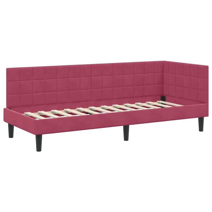 vidaXL Eckbettgestell mit Kopfteil in Weinrot, Stoff und Holz, B/T/H: 80 x 200 x 84 cm - Bild 2