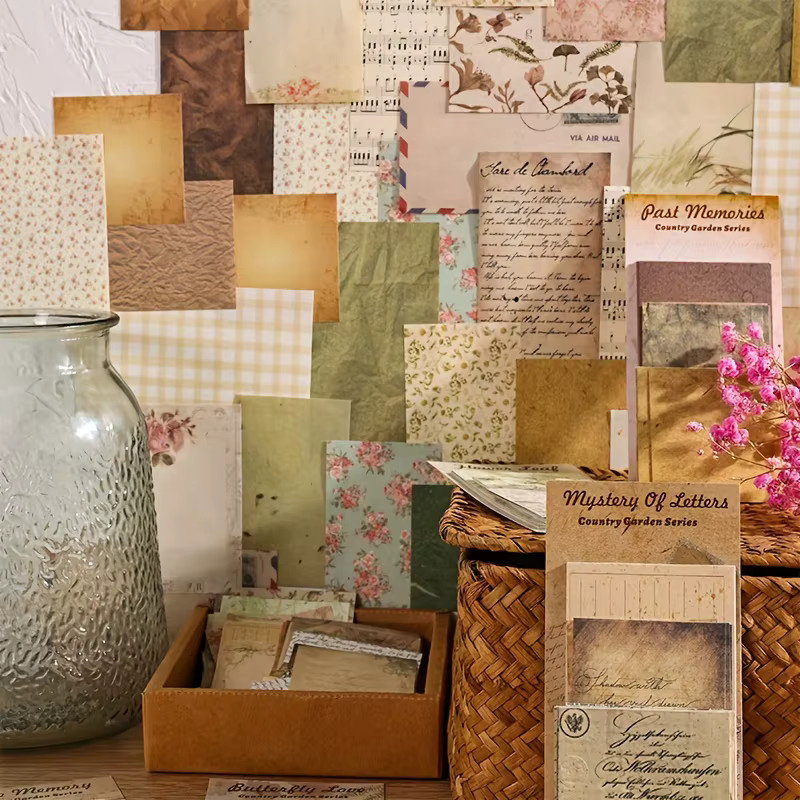 60 Stück Vintage Garten Scrapbooking Papier Set, dekoratives Retro Bastelmaterial in Mehrfarbig, mattes Konstruktionspapier für DIY Kunstprojekte - Bild 3