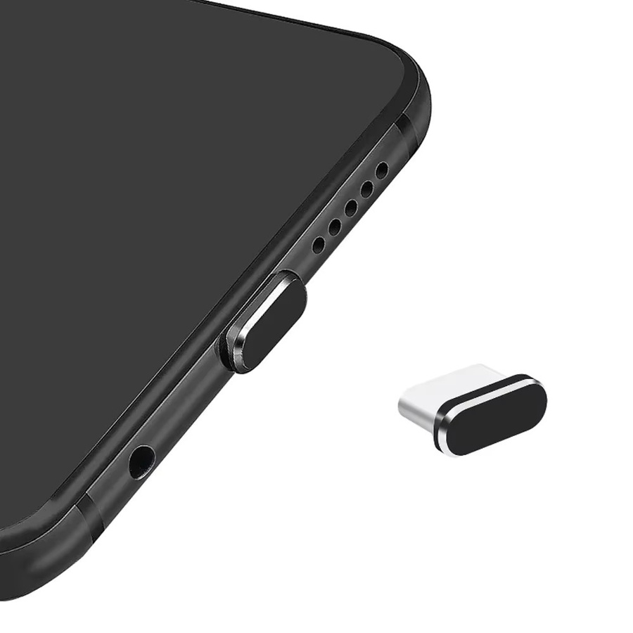 4-teiliges USB-C Staubschutz-Set in Silber mit Reinigungsbürste und Anti-Staub-Abdeckkappen für Samsung und alle USB-C Smartphones - Bild 2