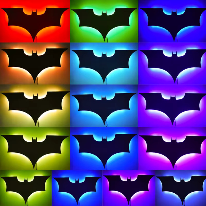 Dekorative 3D-Fledermaus-LED-Wandleuchte in Schwarz mit RGB-Multicolor-Effekt und Fernbedienung - Bild 2
