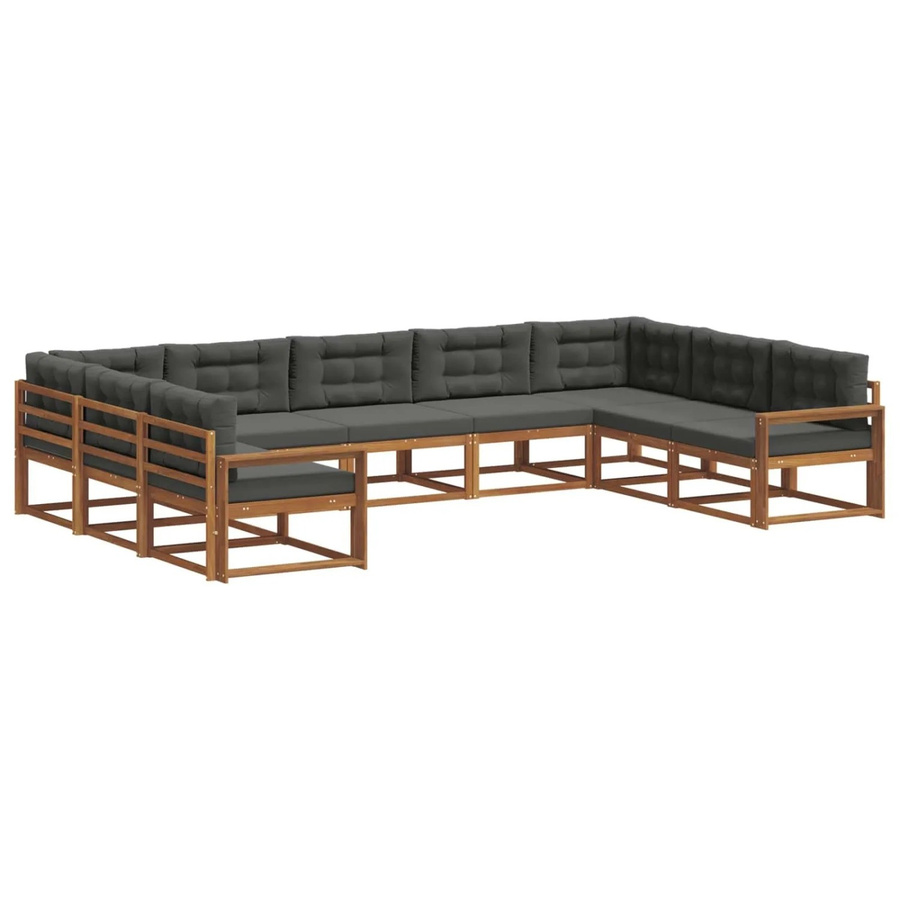 vidaXL Outdoor-Sofagarnitur 9-teilig aus Akazienholz mit Kissen in Anthrazit und Natur - Bild 2