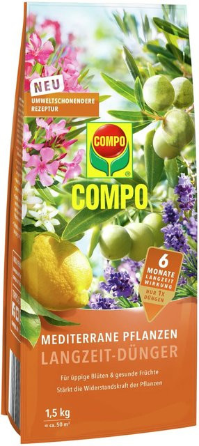 Compo Mediterraner Langzeit-Dünger für blühende Pflanzen auf Balkon und Terrasse, 1,5 kg - Bild 1