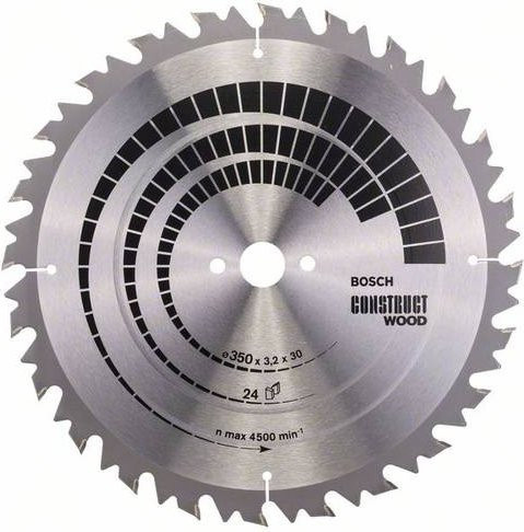 Bosch Construct Wood Hartmetall Kreissägeblatt mit 24 Zähnen, Durchmesser: 350 mm, Bohrung: 30 mm, Dicke: 3,2 mm - Bild 1