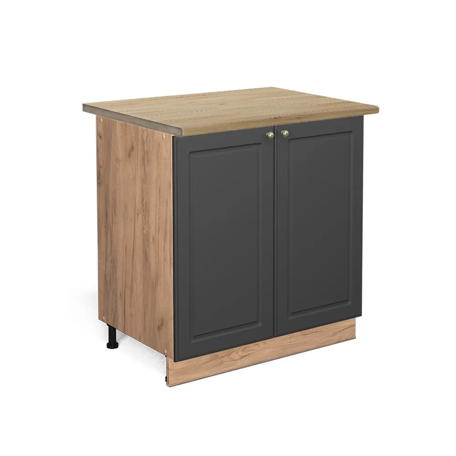 Vicco Spülenunterschrank Fame-Line Anthrazit-Gold und Eiche mit Regal, B/T/H: 80 x 60 x 82 cm - Bild 2