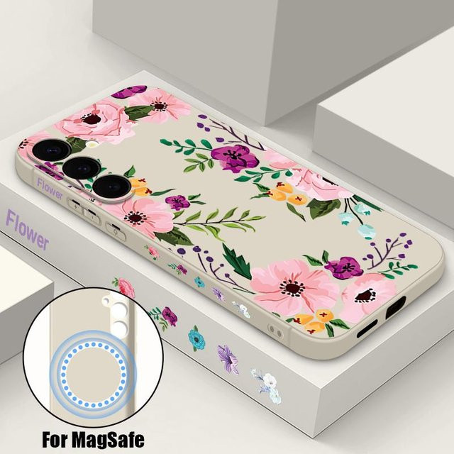 Samsung Galaxy Handyhülle mit Pfingstrose Blumen Design, MagSafe kompatibel für S25 S24 S23 S22 Ultra Plus FE, Multicolor - Bild 1