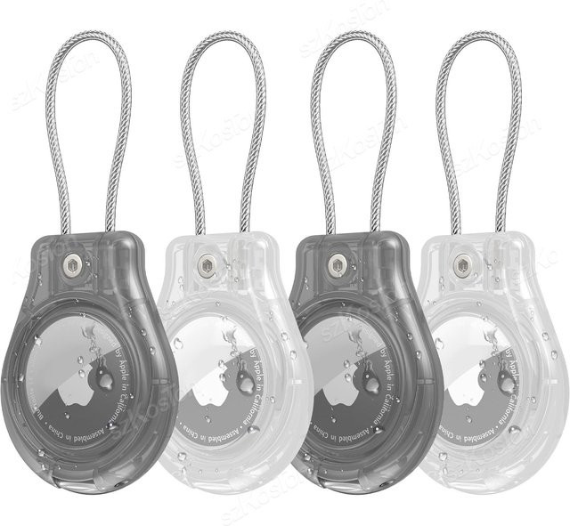 SZKOSTON IP68 Wasserdichter Schlüsselanhänger-Halter für AirTag, Transparentes Anti-Verlust-Schlossgehäuse mit Drahtkabel - Bild 1