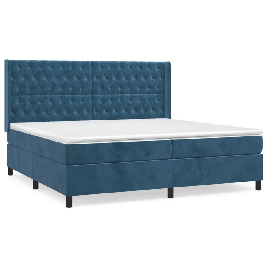 vidaXL Boxspringbett mit Matratze Dunkelblau Samt B/T: 200 x 200 cm, Höhe: 118 cm - Bild 2