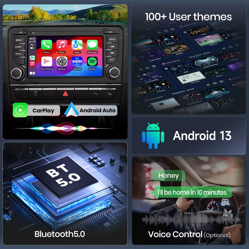 Junsun 7 Zoll Wireless Carplay und Android Auto Autoradio mit GPS für Seat Leon MK3 5F und Ibiza, Schwarz - Bild 2