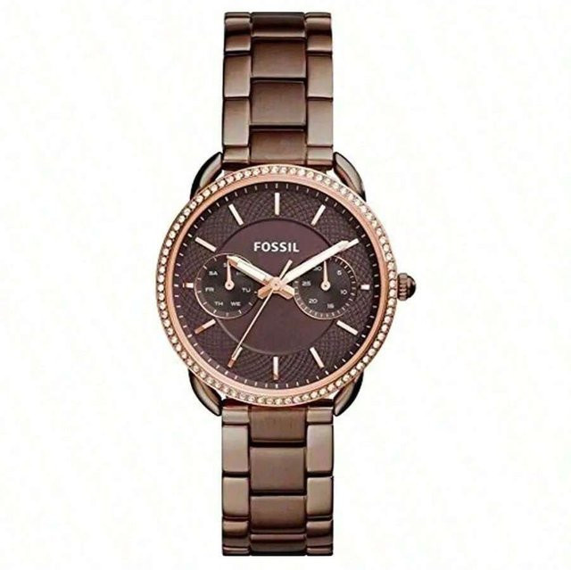 Fossil Damenarmbanduhr, Quarz, Edelstahl, Roségold, Diamant, Schwarz - Bild 1
