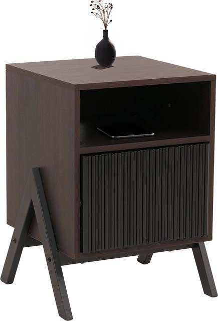 MCW Nachttisch O40 Kommode in Walnuss-Optik mit Schublade, B/T/H: 59 x 40 x 40 cm - Bild 1