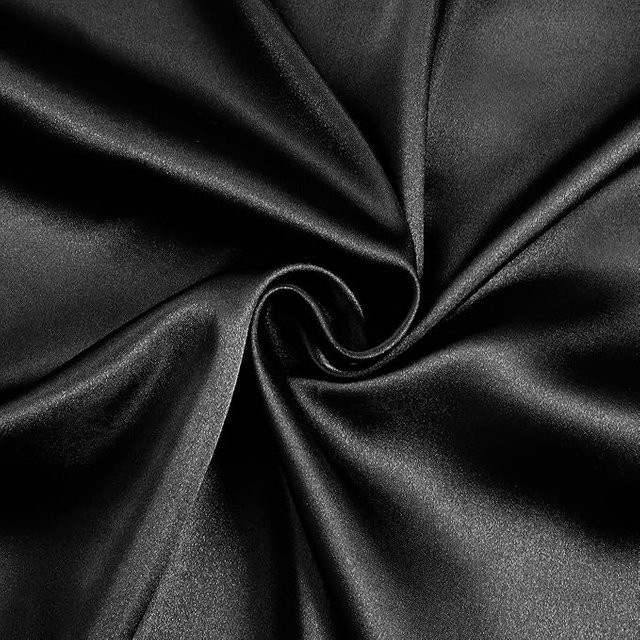 Satin Stoff Meterware YT Daily Necessities Schwarz Glänzend Luxus Metallic Polsterfutter für Vorhänge und DIY-Projekte Breite: 145 cm - Bild 1