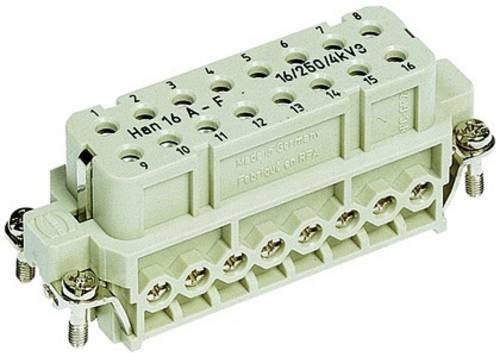 HARTING Han Buchseneinsatz F mit Schraubanschluss, 16-polig + PE, 250V, 16A, grau - Bild 1