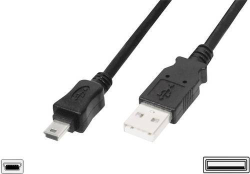 Digitus USB 2.0 Anschlusskabel USB-A auf Mini-USB in Schwarz, Länge: 1,00 m - Bild 1