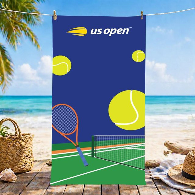JMG Household Supplies Tennis US Open Mikrofaser Handtuch, blau, schnelltrocknend und sandfrei, B/H: 60 x 35 cm - Bild 1