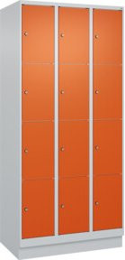 C+P Schließfachschrank Classic PLUS mit Sockel, 3 Abteile, Stahl, Farbe Grau mit Reinorange Front, H x B x T: 195 x 90 x 50 cm - Bild 1