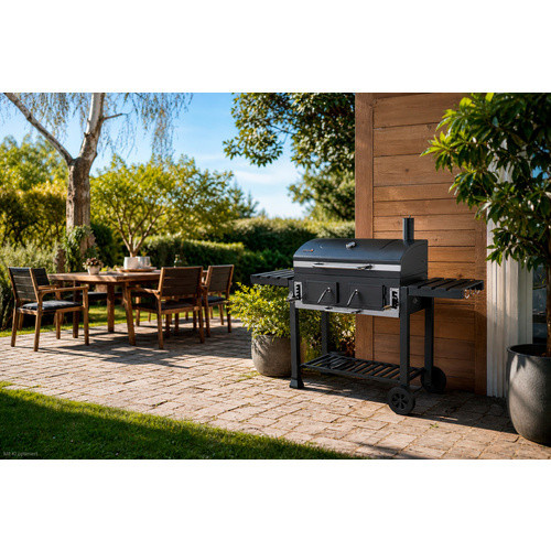 THOR Holzkohlegrill Ottawa XXL in Schwarz mit einer Grillfläche von 80 x 42 cm - Bild 2