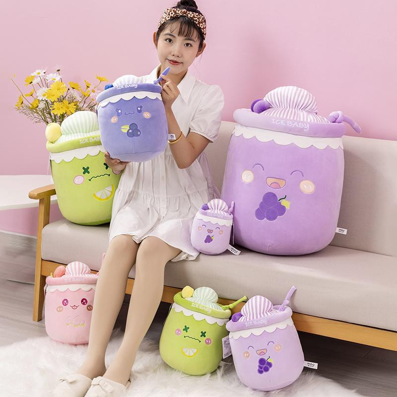 GDzaccly Cartoon Boba Frucht Bubble Tea Rucksack Anhänger Plüschtier 10cm - Bild 3