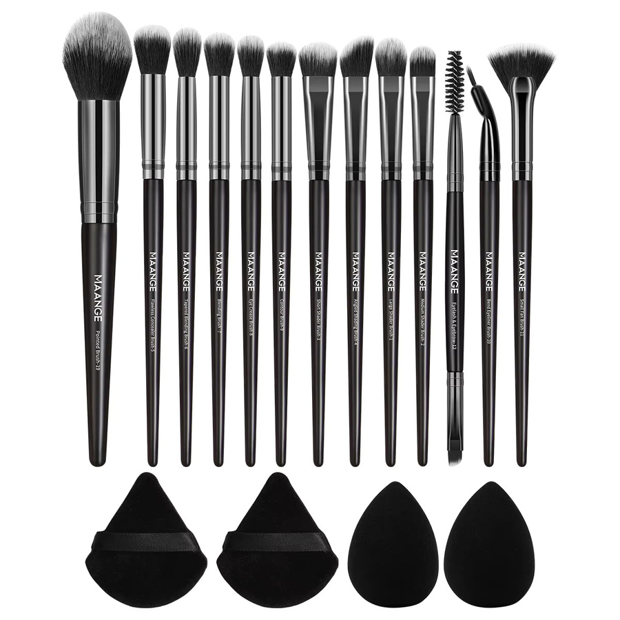 MAANGE Make-up-Pinsel-Set, 13-teilig, mit 4 Make-up-Schwämmen - Bild 4