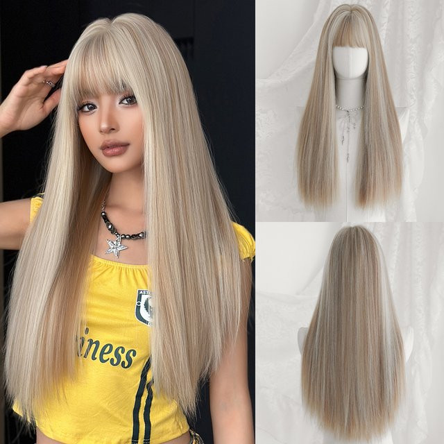7JHH WIGS Perücke, aschblonde, glatte Haare, Damen - Bild 1