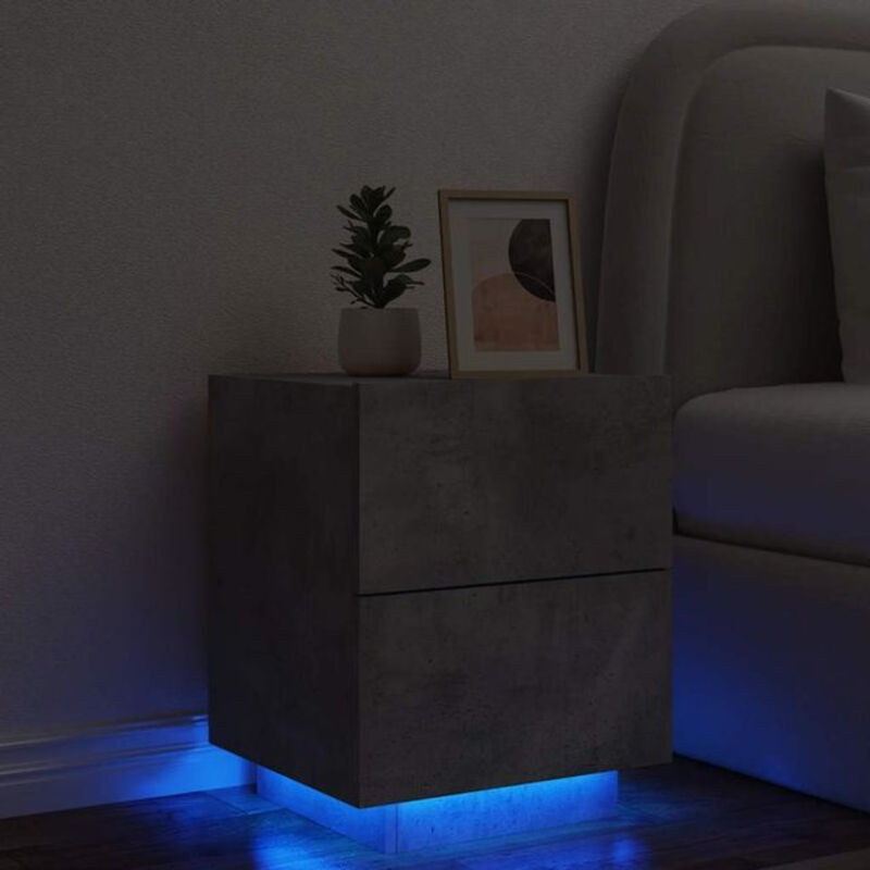Modernes vidaxl Nachttisch mit LED-Leuchten aus Holzwerkstoff in Betongrau - Bild 1