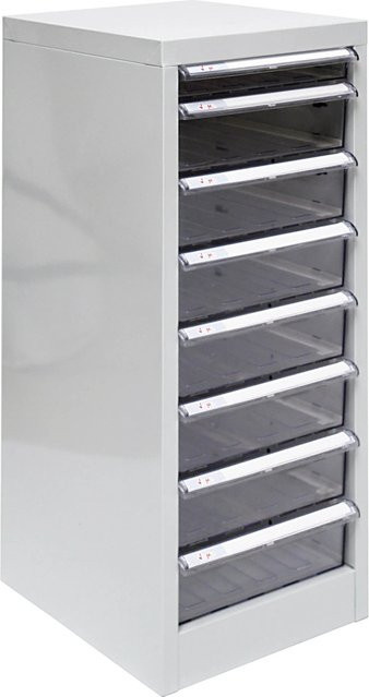 PROREGAL Schubladencontainer Kobra mit 8 Schubladen in Lichtgrau, H x B x T: 74 x 28 x 34 cm - Bild 1