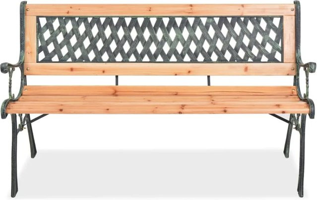 vidaXL Gartenbank aus Holz und Schmiedeeisen in Braun, B: 122 cm, H: 73 cm, T: 51 cm - Bild 1