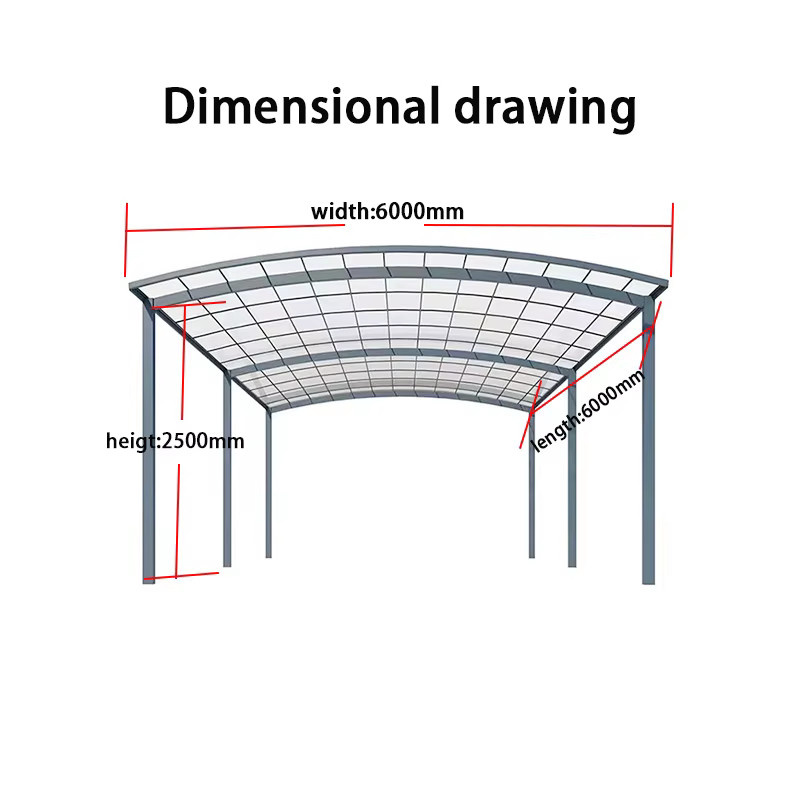 VillaShelter Carport Baldachin aus Aluminiumlegierung in Grau mit gebogenem Design - Bild 7