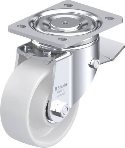 Blickle Lenkrolle LH-PO 127K-ST mit Feststeller in Weiß und Stahl, Rad-Durchmesser: 125 mm, Tragfähigkeit: 400 kg - Bild 1
