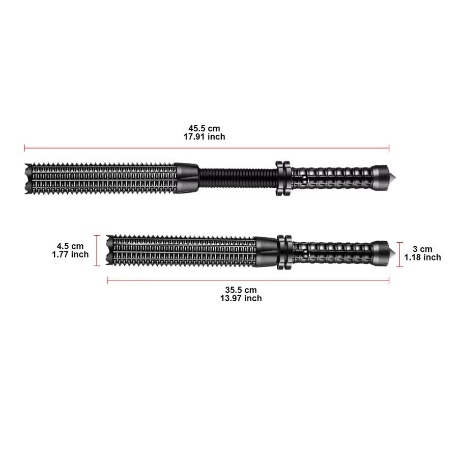 Taktische LED-Taschenlampe im Baseballschläger-Design von xiviio aus Aluminiumlegierung in Schwarz, fokussierbar und zoombar - Bild 1