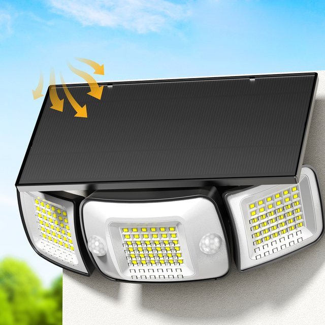 Intelamp Solar-Wandleuchte mit Bewegungssensor, 1200 lm, IP65 wasserdicht, Weiß - Bild 1