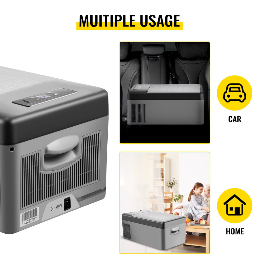 SIHAO Kompressor-Kühler Mini-Kühlschrank 15L Auto-Gefrierschrank für Camping und Reisen in Grau - Bild 4