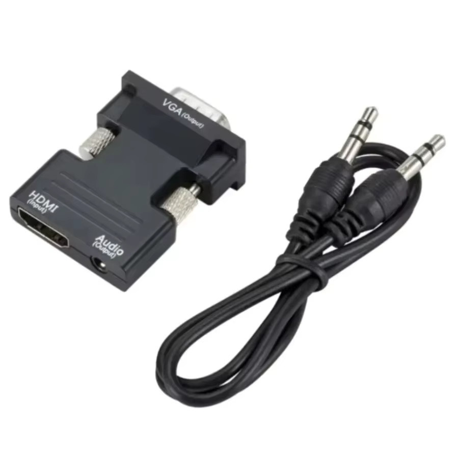 PzzPss HDMI auf VGA Konverter mit 3,5mm Audio-Anschluss in Schwarz für Full HD 1080P an Monitor, Projektor oder Laptop - Bild 4