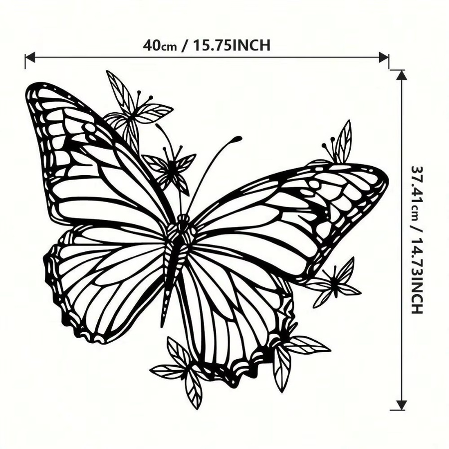 Hello Young Wandbehang Schmetterling aus Metall im Art-Deco-Stil, Schwarz - Bild 3