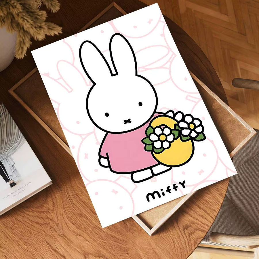 Potdemiel Vintage Paper Poster Miffy Cartoon Wanddeko Mehrfarbig - Bild 6