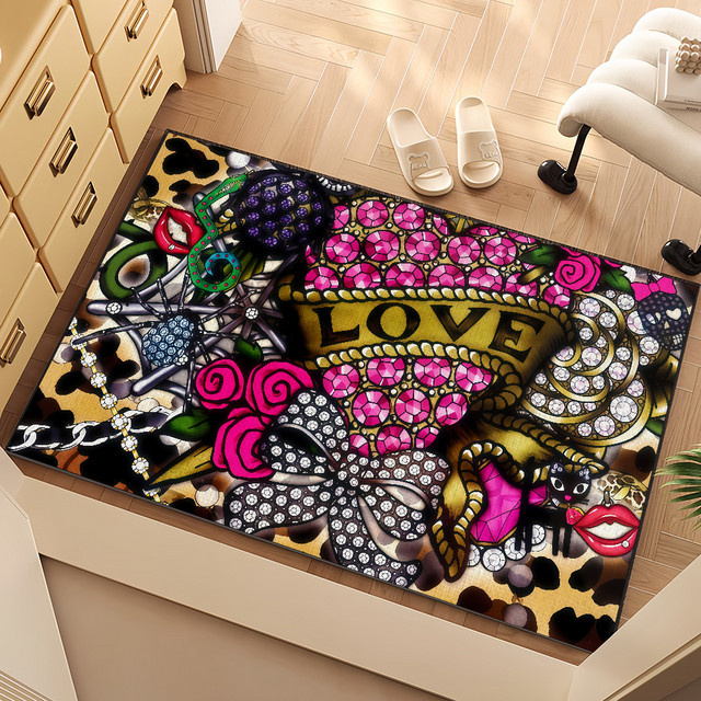 J-Johnson Vintage Teppich in Multicolour, Rechteckige Fußmatte aus Polyester für Flur, Eingang und Bad, B/T: 60 x 40 cm - Bild 1