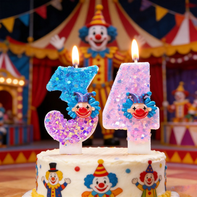 Potdemiel Clown Zirkus Zahlenkerzen für Kindergeburtstage in Mehrfarbig - Bild 1