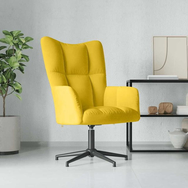 vidaXL Relaxsessel aus Samt in Senfgelb mit Stepp-Design und 360-Grad-Drehfunktion - Bild 2