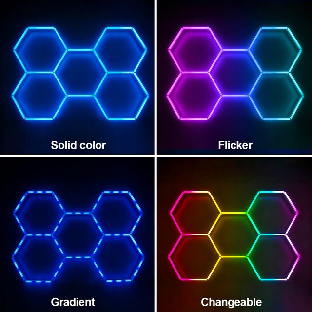 VASTFIRE RGB Hexagon LED-Wabenleuchten mit Musikfunktion und Fernbedienung, Multicolour Akzentbeleuchtung für Gaming- und E-Sport-Räume - Bild 1