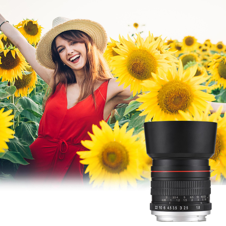 Andoer 85mm Kameraobjektiv mit manuellem Fokus, F1,8 Blende, EF-Mount für Canon, Schwarz - Bild 7