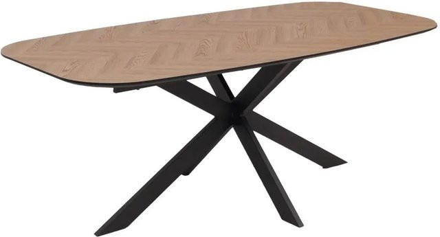Esszimmertisch MCW O56 in Eiche Hell mit modernem Design aus MDF und Metall, B/T: 200 x 100 cm, Höhe: 77 cm - Bild 2