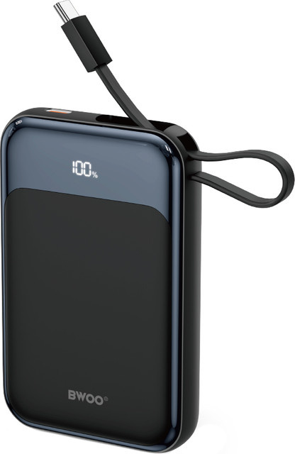 Kabellose Powerbank BWOO BO-P80 in Schwarz mit 10000mAh, 22,5W, PD + FQI und 2 x USB-C Anschlüssen - Bild 1