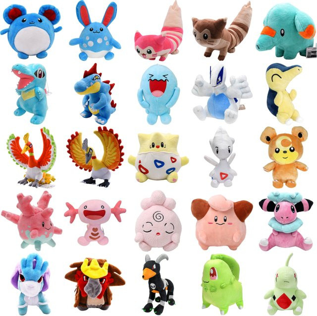 TAKARA TOMY Pokémon Chikorita Togepi Marill Wooper Polito Furret Corsola Flaaffy Tyranitar Lugia Phanpy, Plüschtiere, Bunt / Mehrfarbig - Bild 1