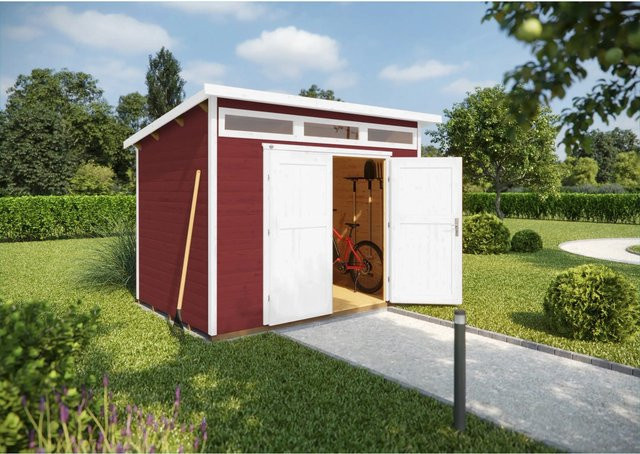 WEKA Gartenhaus 264 aus Massivholz mit Pultdach in Rot, B/H/T: 330 x 239 x 285 cm - Bild 1