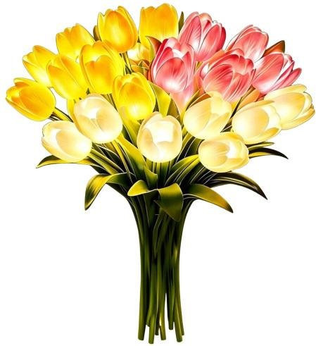 Bluelans LED Tulpenleuchte mit 15 bunten künstlichen PU-Blüten als dekoratives Nachtlicht - Bild 1